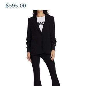Cinq a Sept Khloe Blazer black with sequined hood perfect for fall/holidays L/12